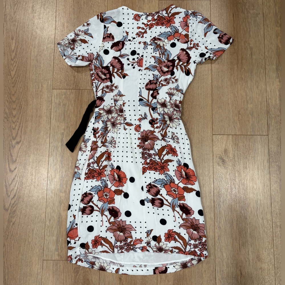 Maeve Anthropologie Floral Polka Dot Wrap Dress Women Small Tie Waist - Picture 5 of 8